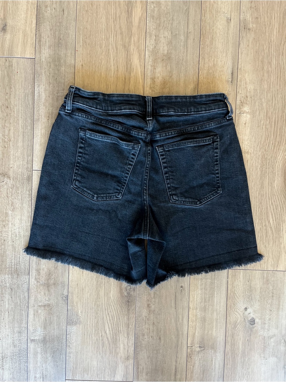 Free Assembly High Rise Raw Hem Cuffed Black Denim Shorts 3” / 6” Inseam” - Picture 6 of 10